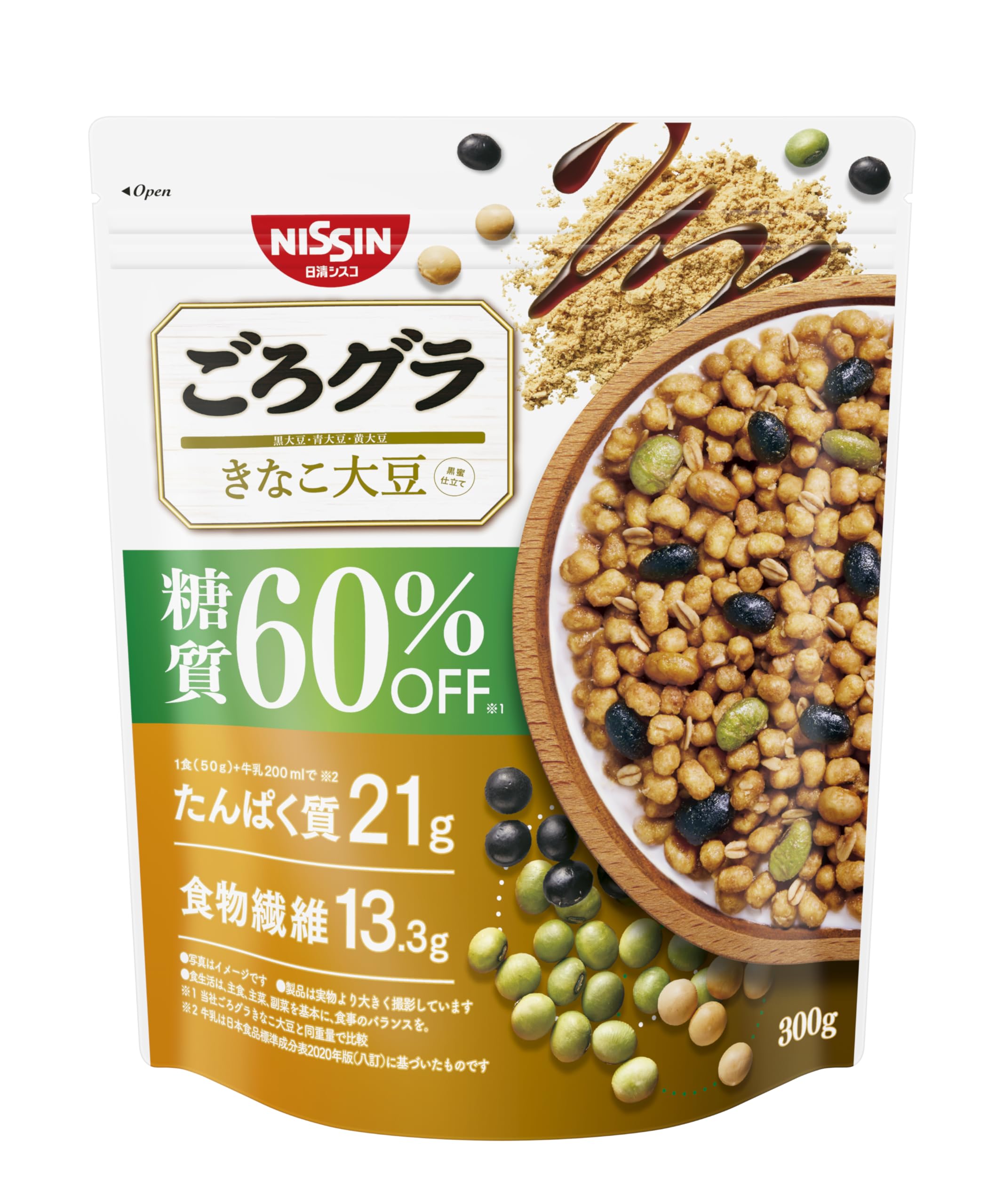 ごろグラ　きなこ大豆　合計6袋 ごろグラ 日清シスコ 糖質60%オフ きなこ大豆 300g×6